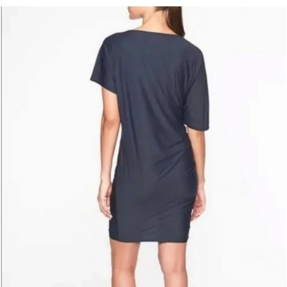 Athleta Sunlover Hilo UPH Asymmetrical Black Athletic Stretch Dress Scoop Neck - Picture 11 of 11